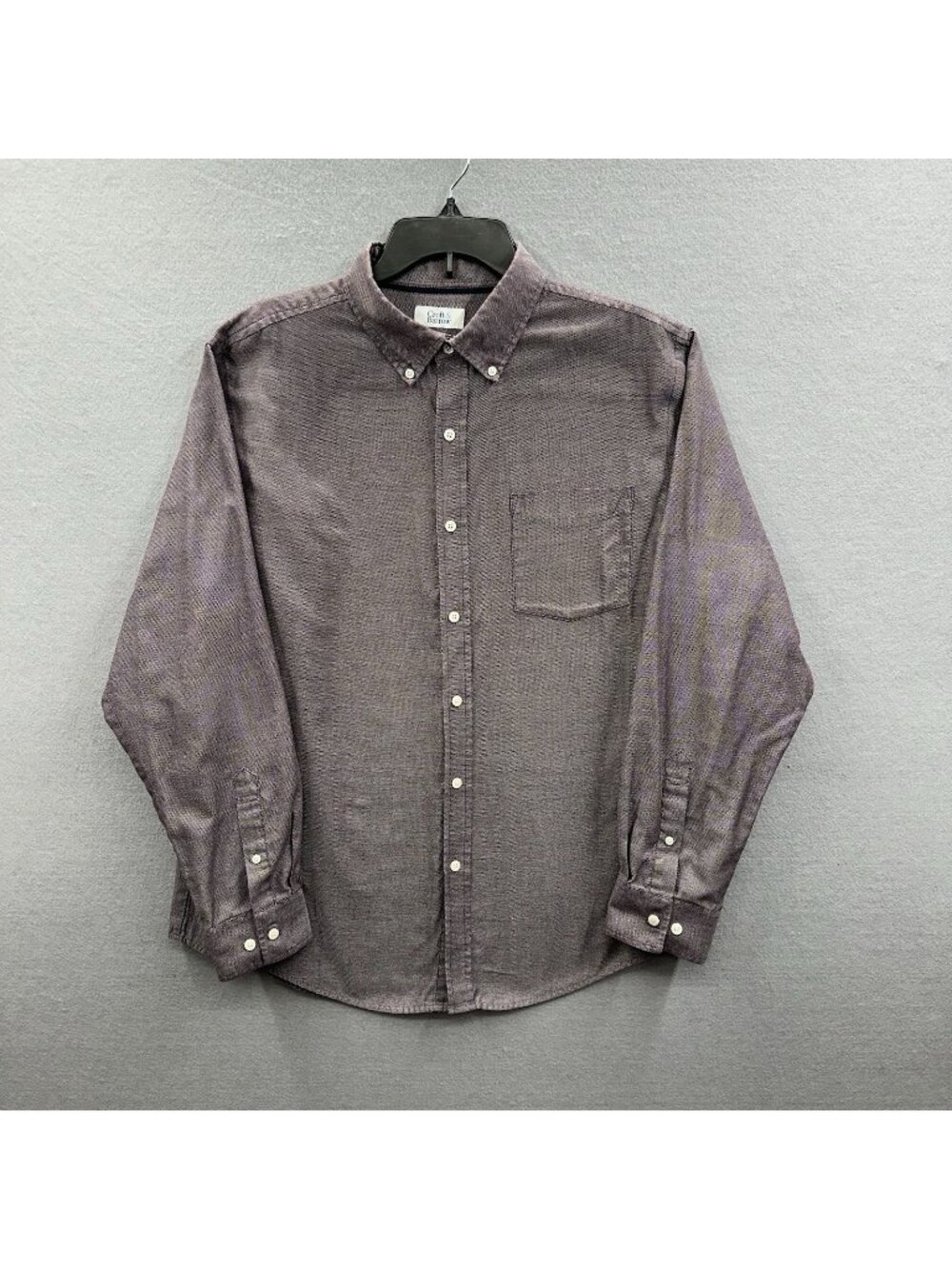 Croft & Barrow Button Down Shirt Mens L Easy Care Long Sleeve Burgundy Textured